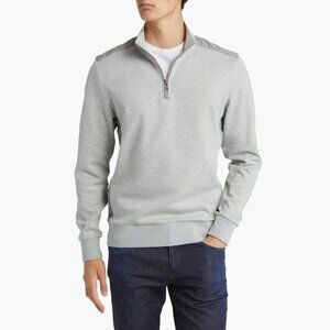 BOSS Sidney Half Zip Cotton Blend Pullover - Large, Silver